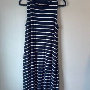 Navy and White Striped Sleeveless Dress